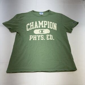 Champion Green Graphic Short Sleeve Shirt Cotton Crewneck Tshirt Men’s Size L